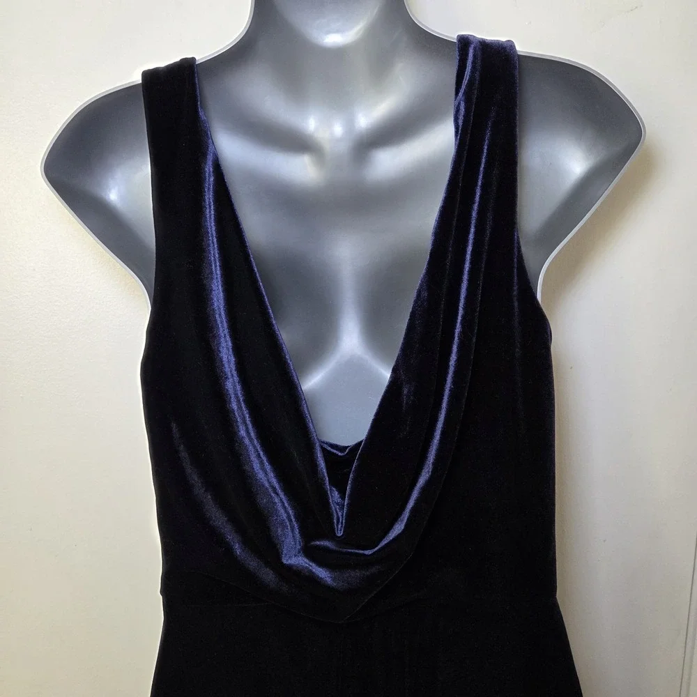 Revelry Dakota Velvet Dress Blue‎ Maxi Formal Bridesmaid Size 2